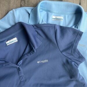 2 Columbia PFG Women's Short Sleeve Polo Athletic Shirts Large